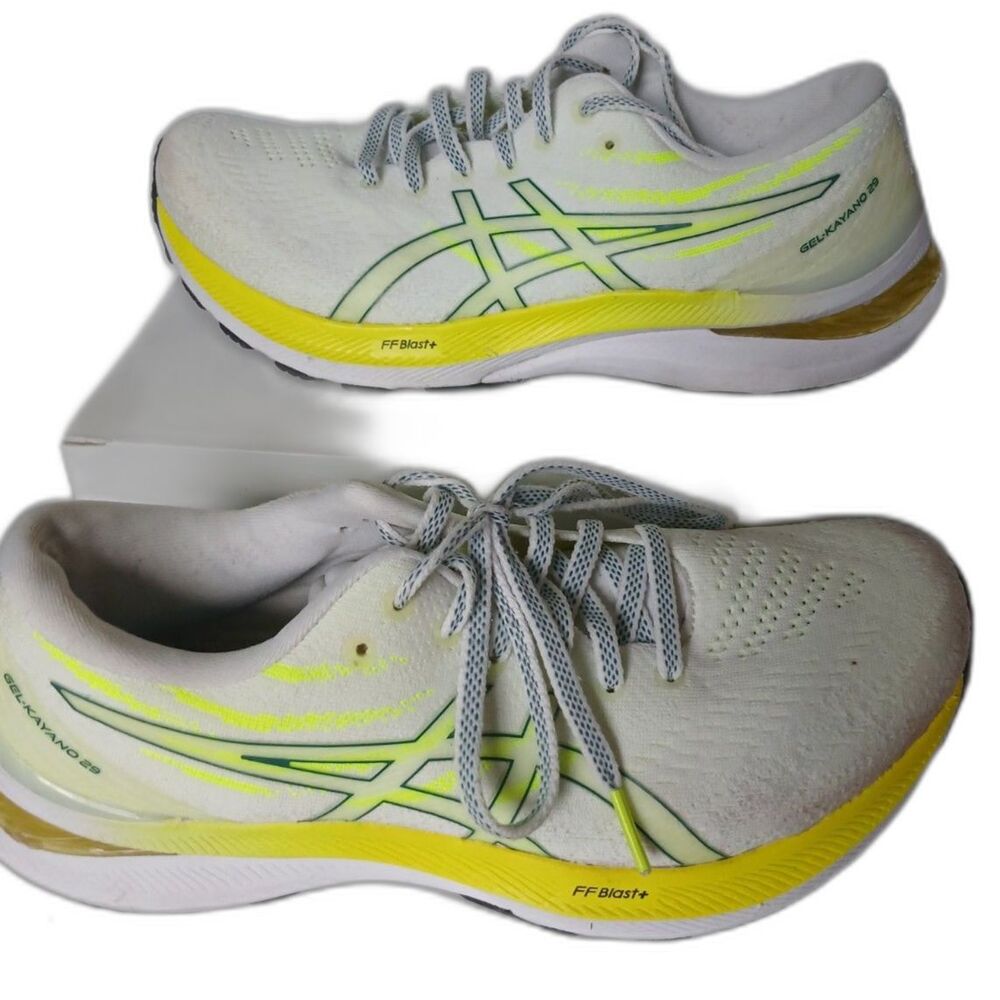 ASICS Gel Kayano 29 Running Shoes White Yellow FF Blast+ Women's Size 9.5